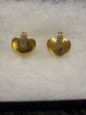 Tiffany & Co. Inspired Gold & Diamond Heart Drop Earrings